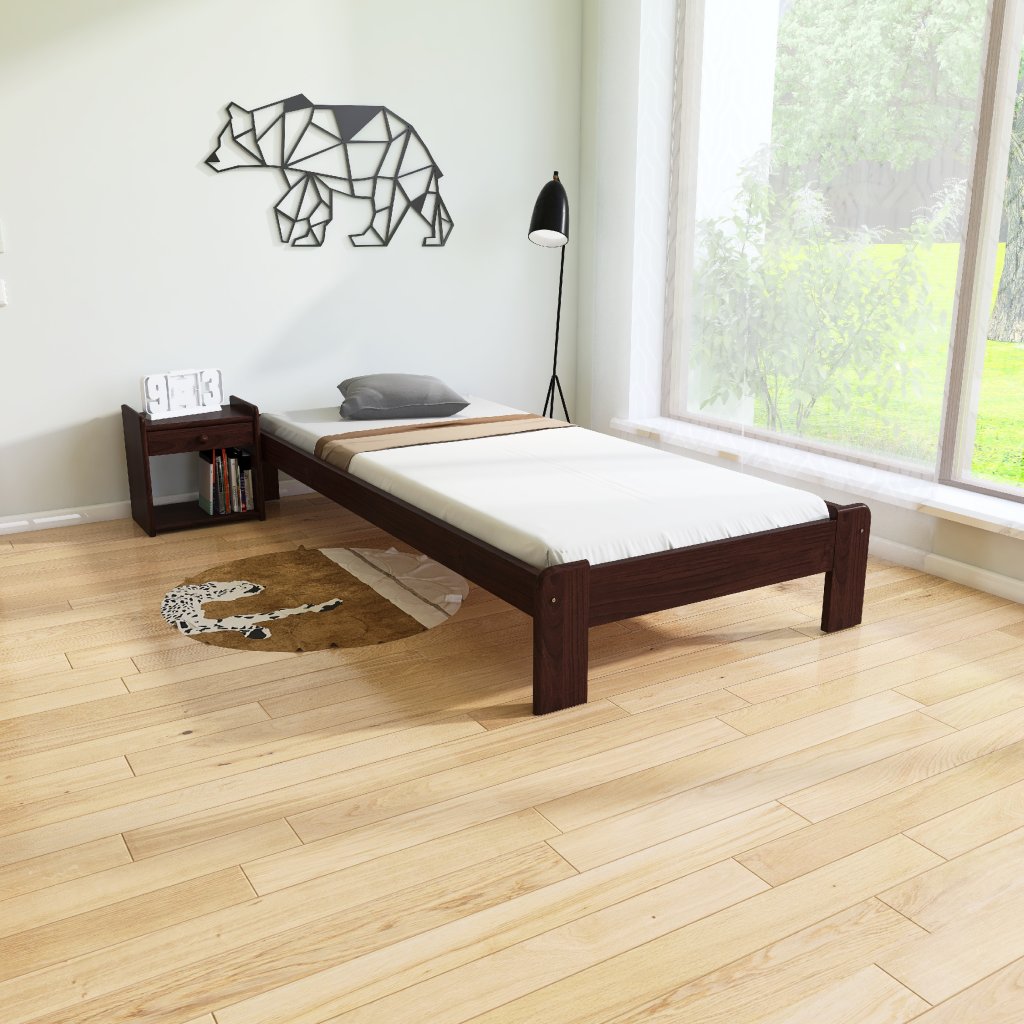 Postel z masivu Adam 120x200 v barvě borovice s matrací
