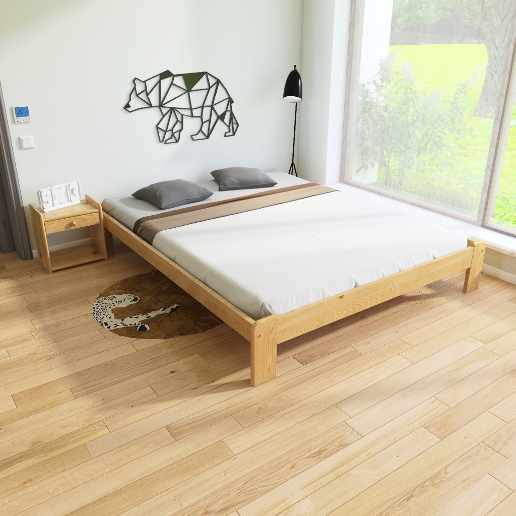 Postel z masivu Evropa 120x200 v barvě borovice s matrací Vitality