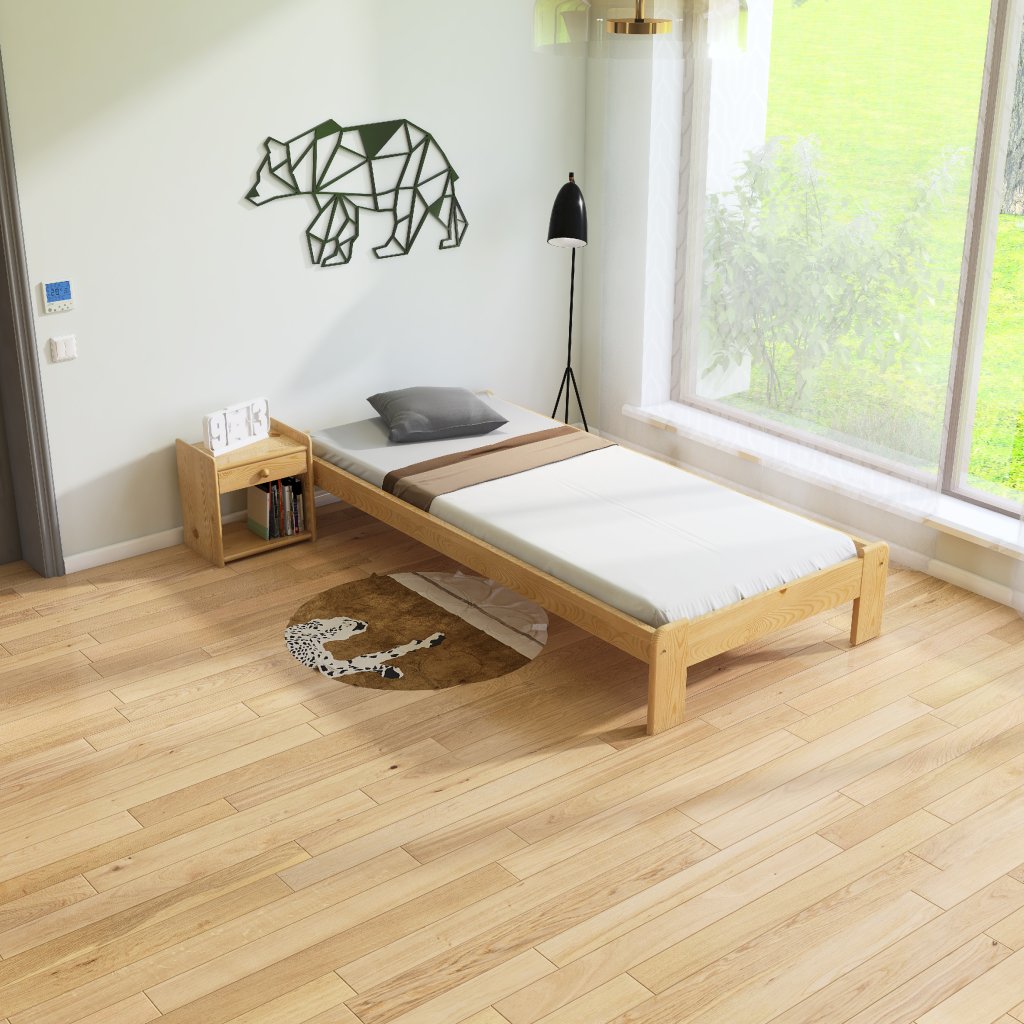 Postel z masivu Evropa 120x200 v barvě borovice s matrací Vitality