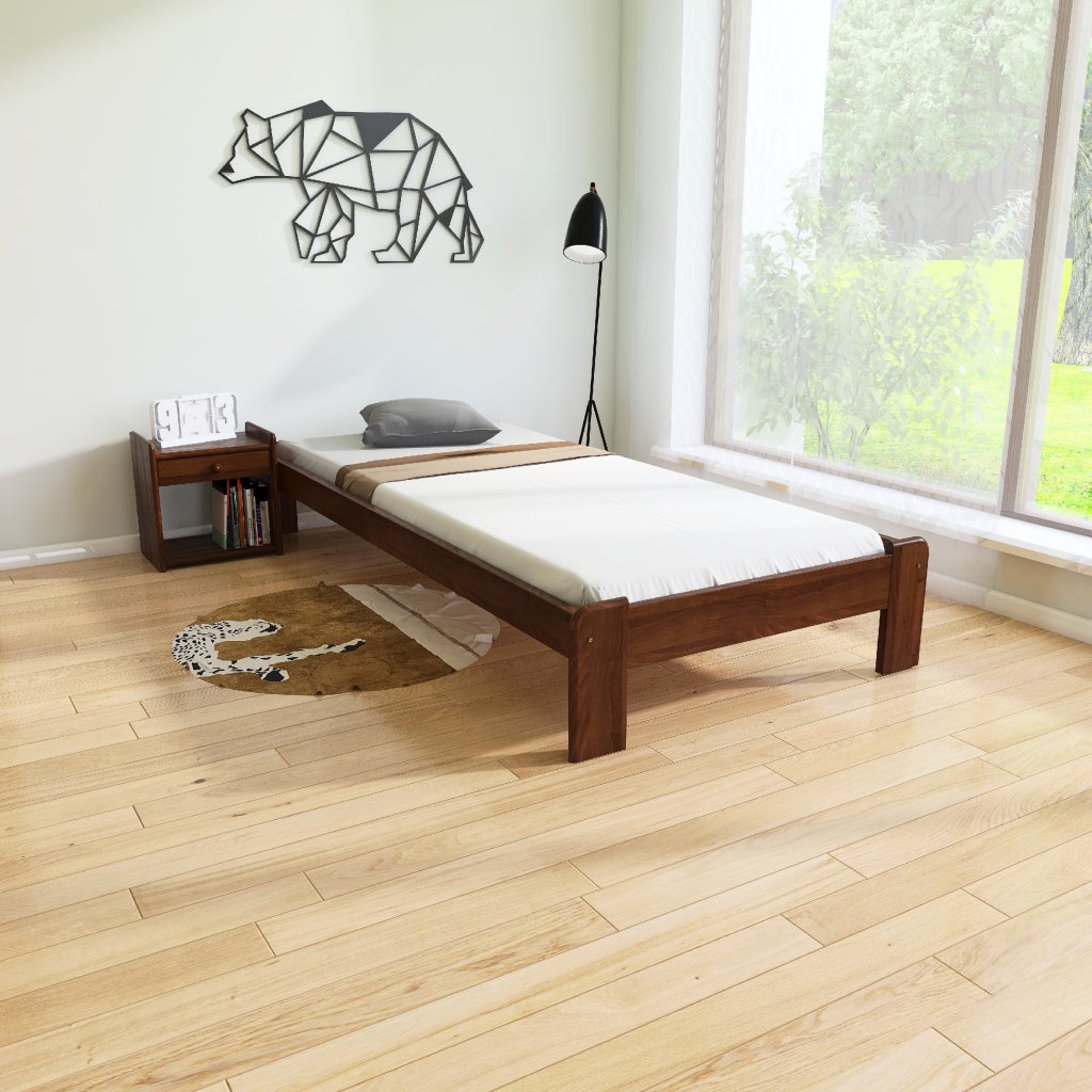 Postel z masivu Evropa 120x200 v barvě borovice s matrací Vitality