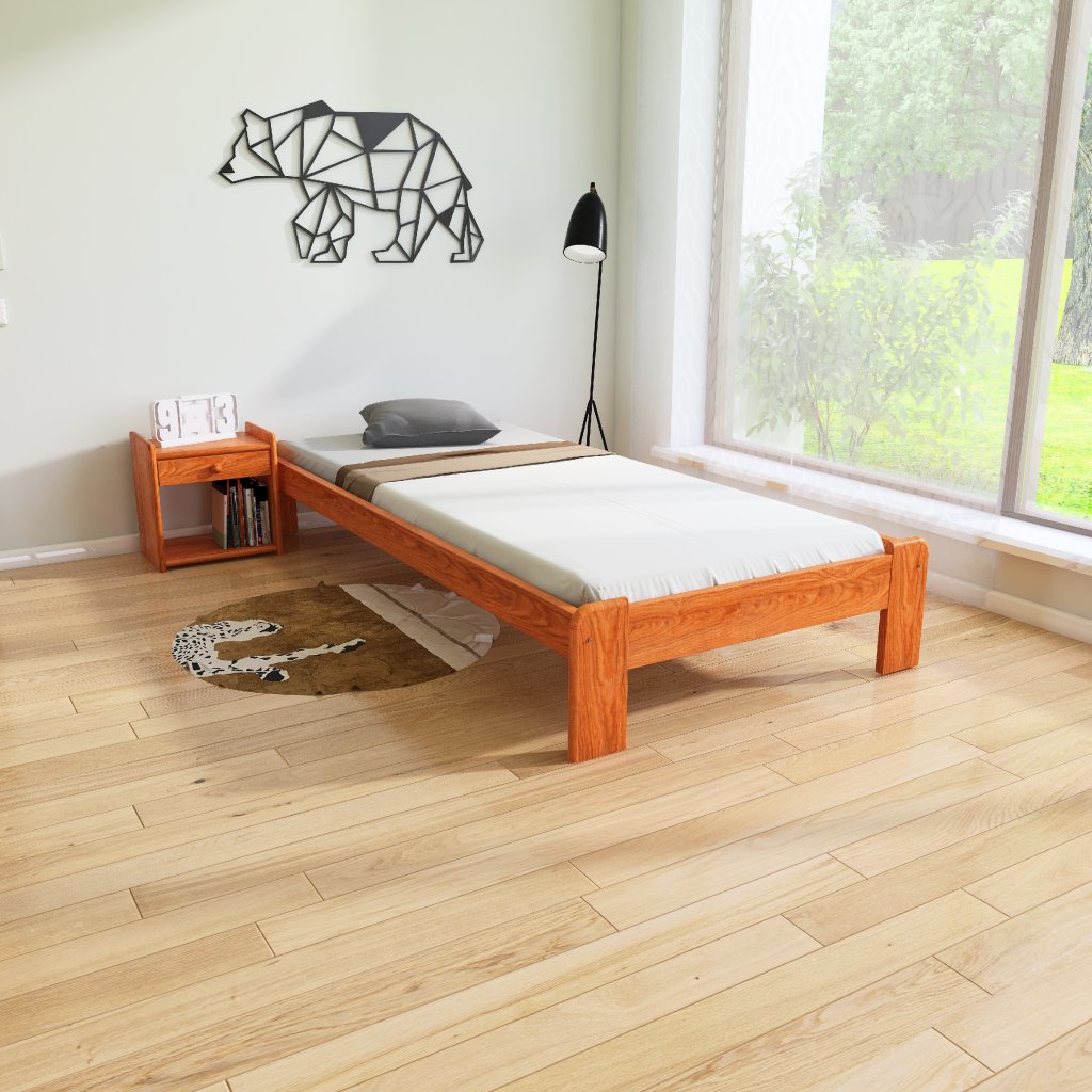 Postel z masivu Evropa 120x200 v barvě borovice s matrací Vitality