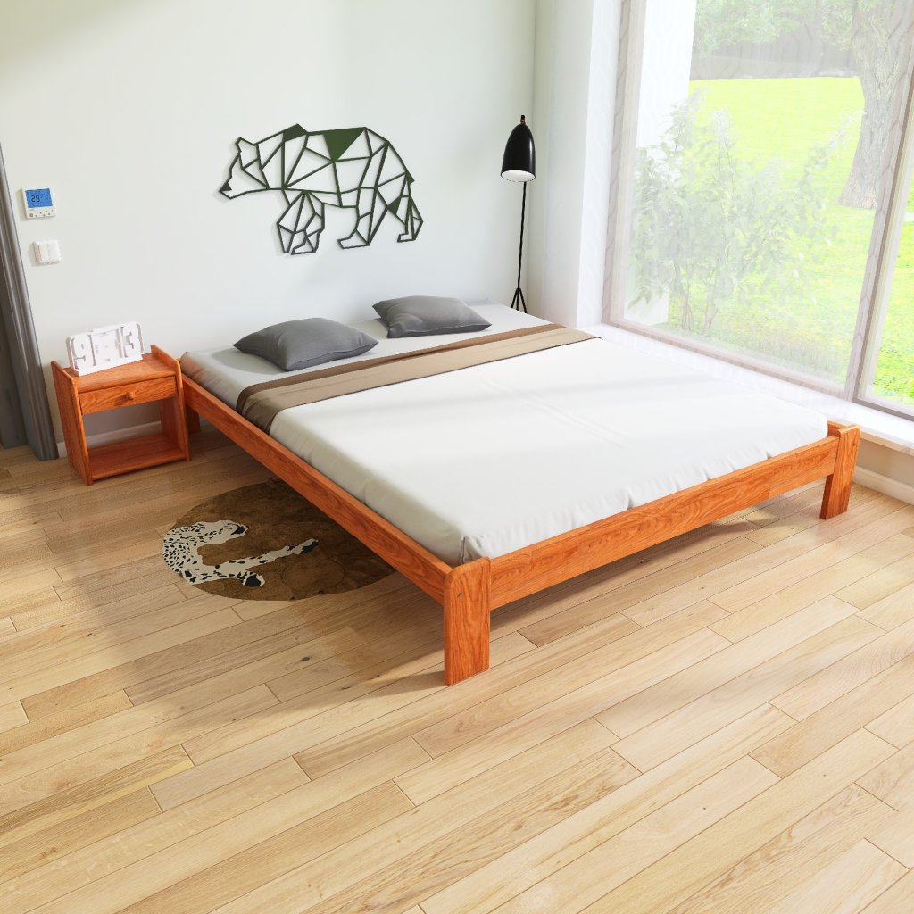 Postel z masivu Adam 120x200 v barvě borovice