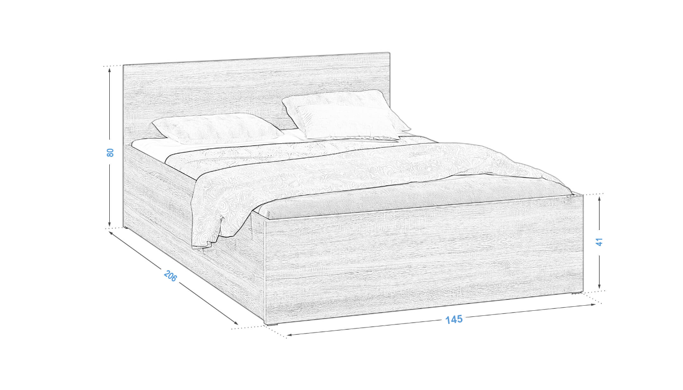 Schéma rozměrů stela140